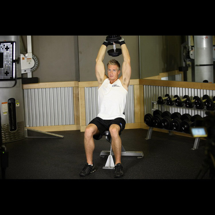 техника выполнения упражнения: Французский жим сидя (Seated Triceps Press) на фото