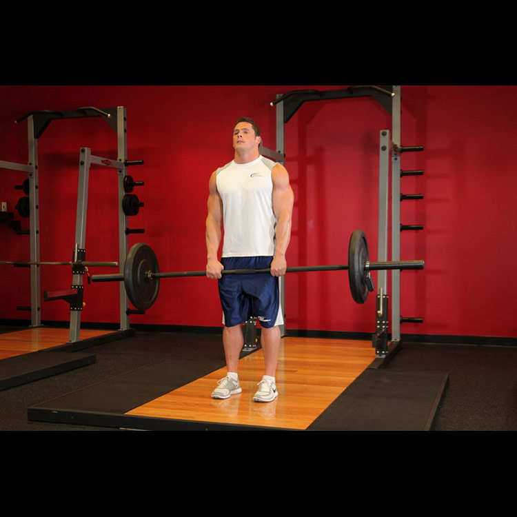 техника выполнения упражнения: Вертикальная тяга штанги к груди стоя (Upright Barbell Row) на фото
